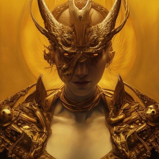 Golden Eyed Person on Dragon Bone Throne