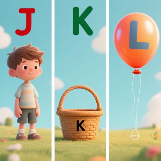 Whimsical Triptych: Boy, Basket, and Balloon