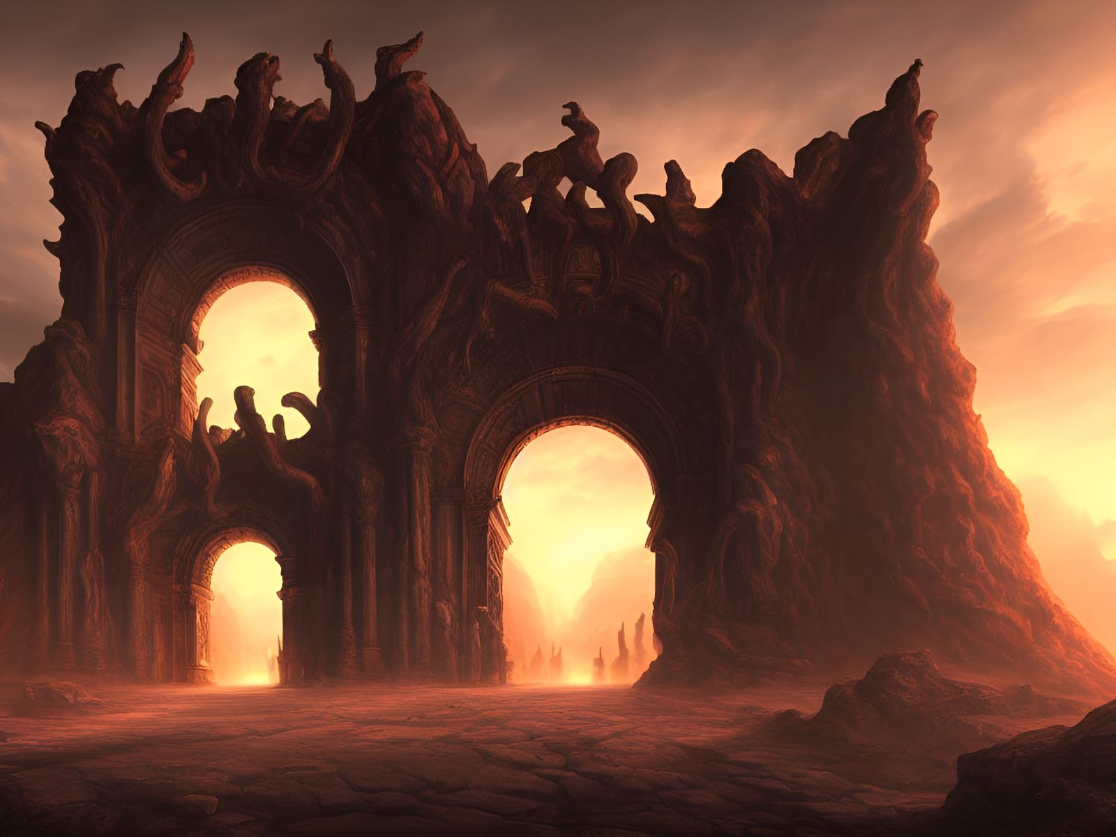 Gigantic Gate to Hell: Digital Art Concept
