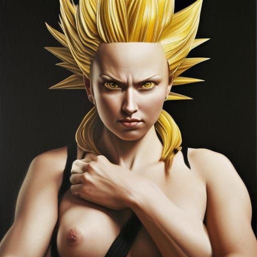 Female Super Saiyan in Realistic Caravaggio Style