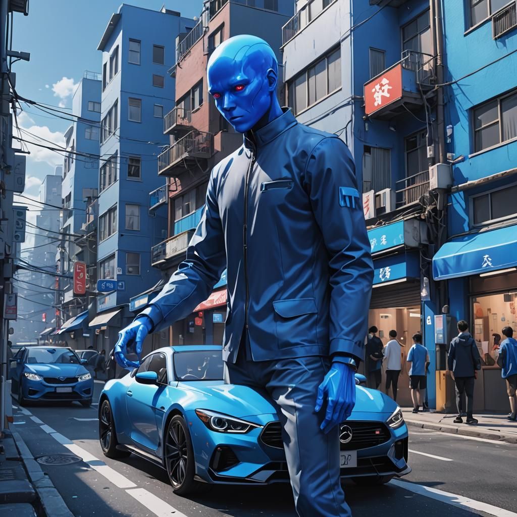Blue Man in Blue World: 3D Anime Art