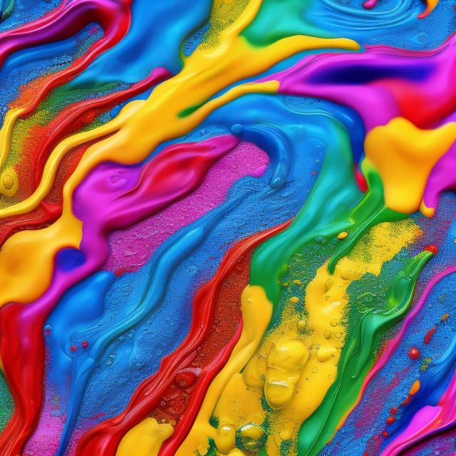 drippy silky fluid bath , multicolored, colorfull, 8k wallpaper