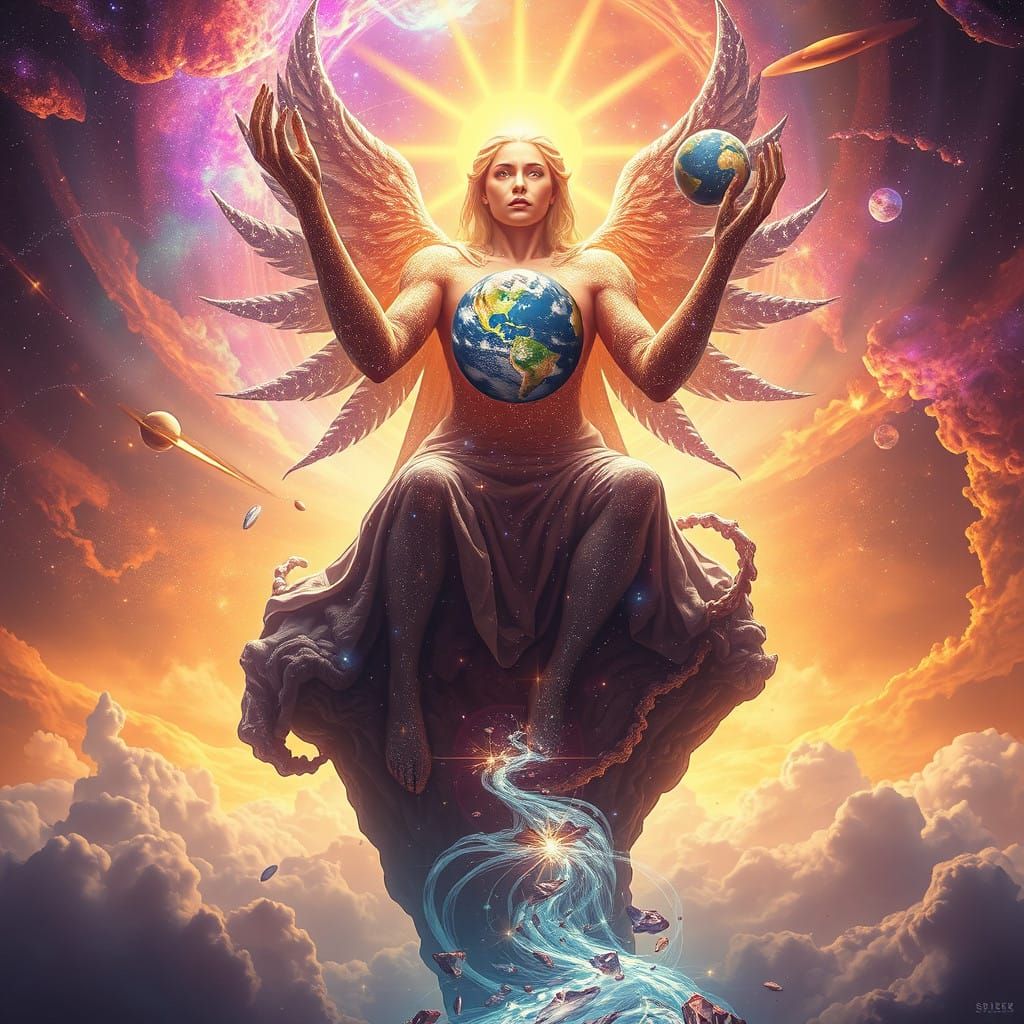 Otherworldly King Rises from Throne of Stars and Nebulae in...