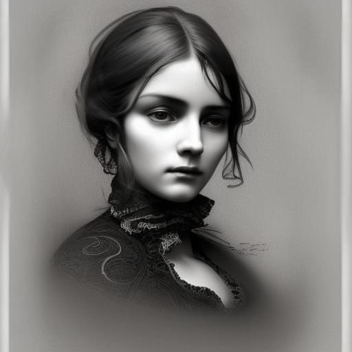 Victorian Woman Portrait as Detailed Daguerreotype