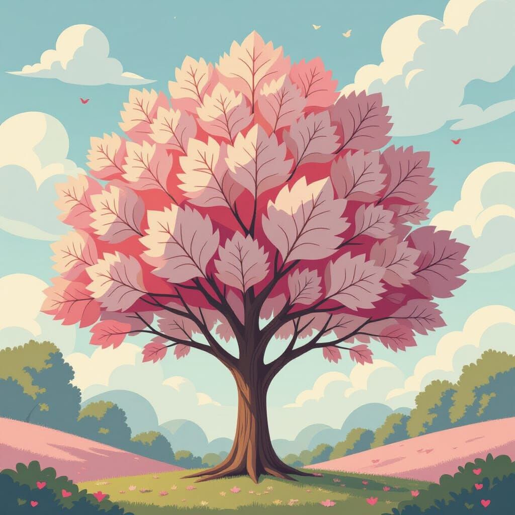 Abstract Line Drawing Tree Amidst Arches