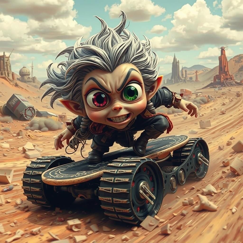Chibi Grandma Races in Apocalyptic Mad Max Style