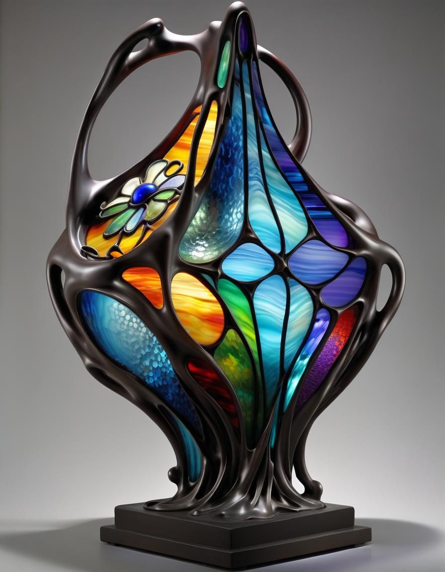 Abstract Stained Glass Sculpture in 3D
