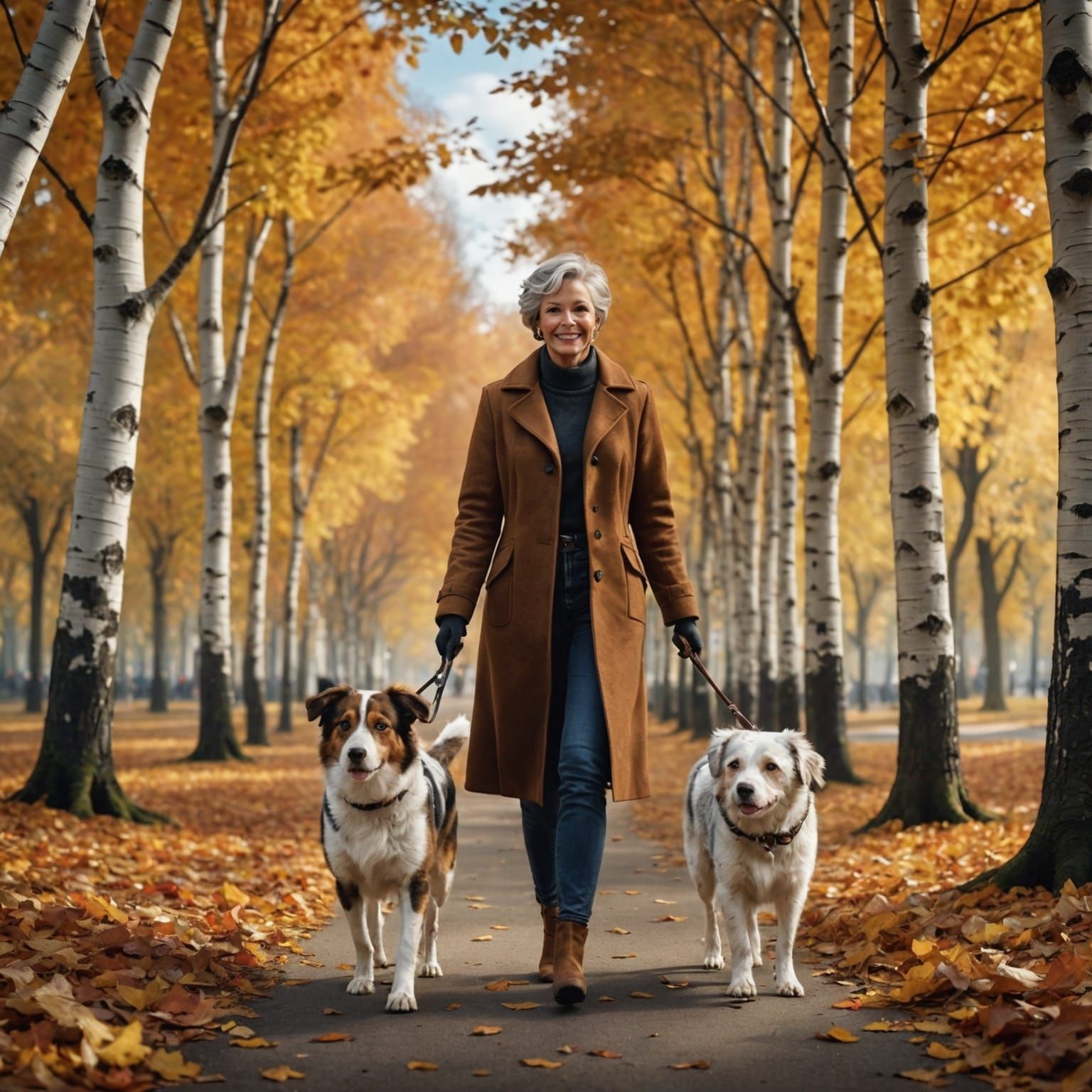 Brittany Spaniel and Owner in Autumnal Landscape