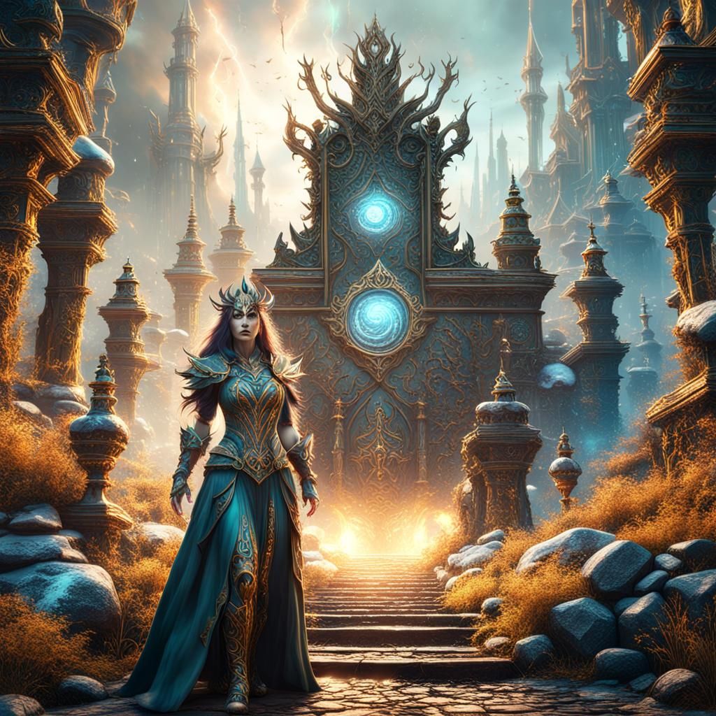 Enchantress of Elements: Detailed Fantasy Art