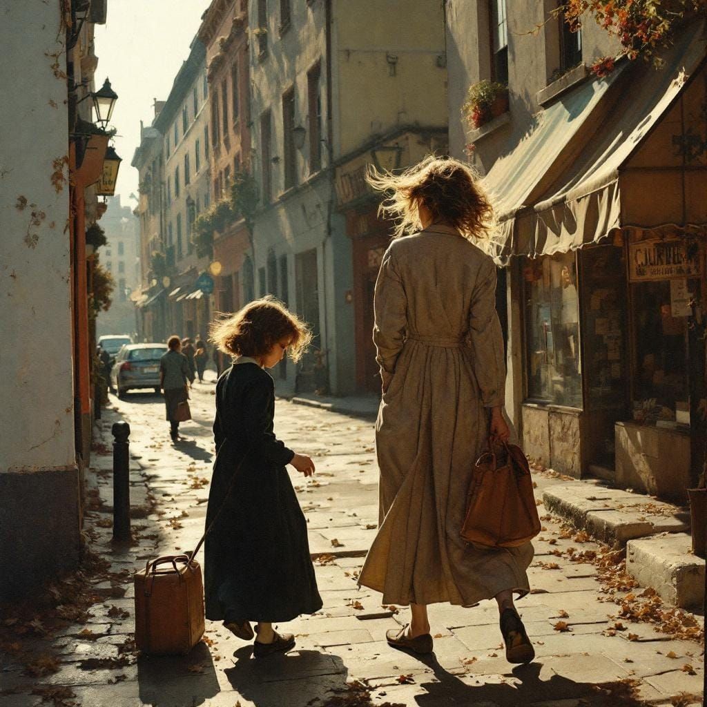 Nostalgic Street Scene in Pop Art Style