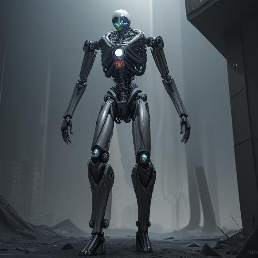 Slenderman Mech Ground Shot in Sci-Fi Style