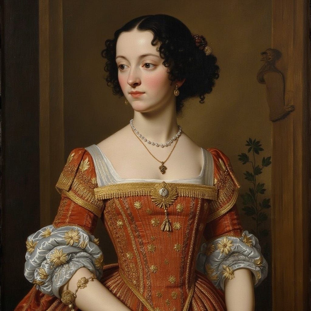 Elegant Lady in 17th Century Finery