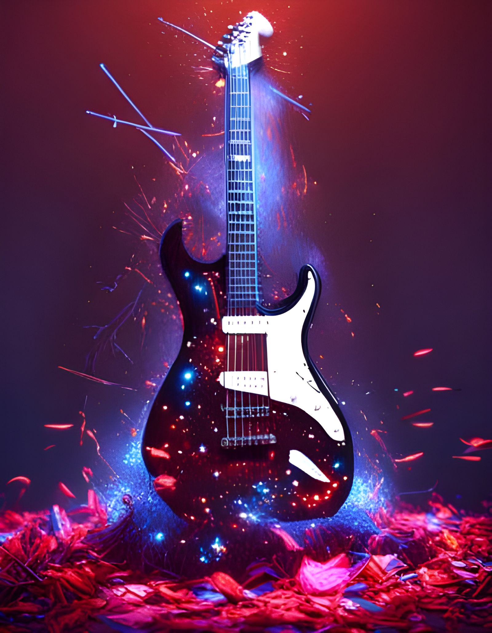Glittering Electric Guitar in Surrealist Style