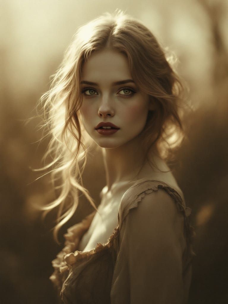 Gothic Portrait with Dreamlike Softness and Numinous Glow