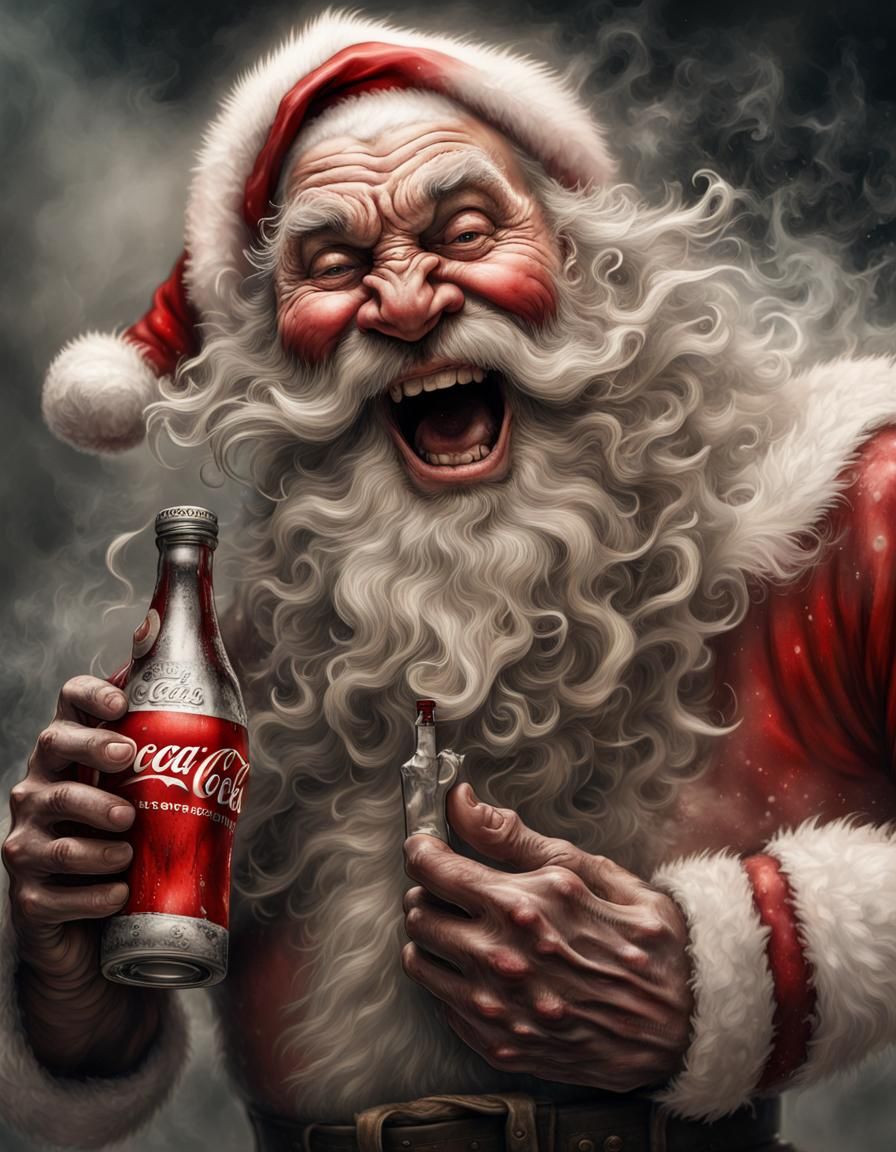 Brutal Santa Claus Laughs: Airbrush Fantasy Portrait