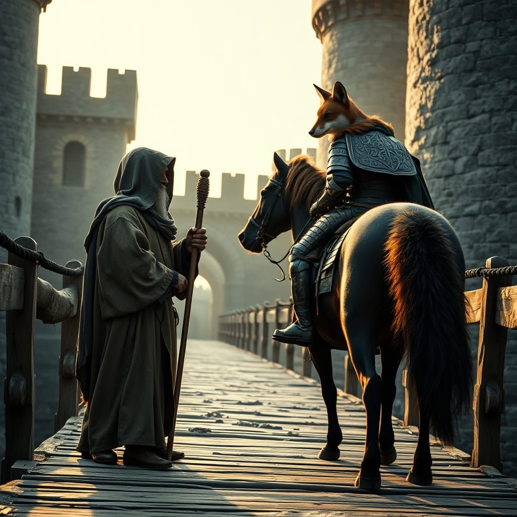 A Wise Badger Priest Confronts a Fox Knight in Ancient Castl...