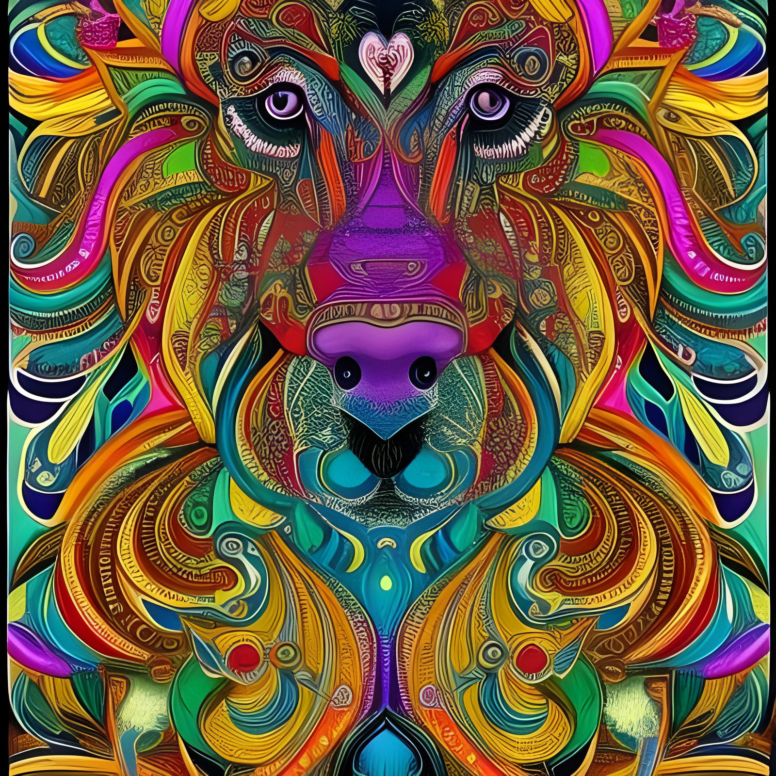 Intricate Colorful Furry Animal Manifestation