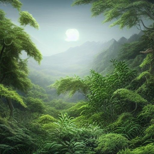 Detailed Matte Painting of Plants