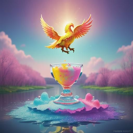 Whimsical Queen Pouring Water in Candy Art Style