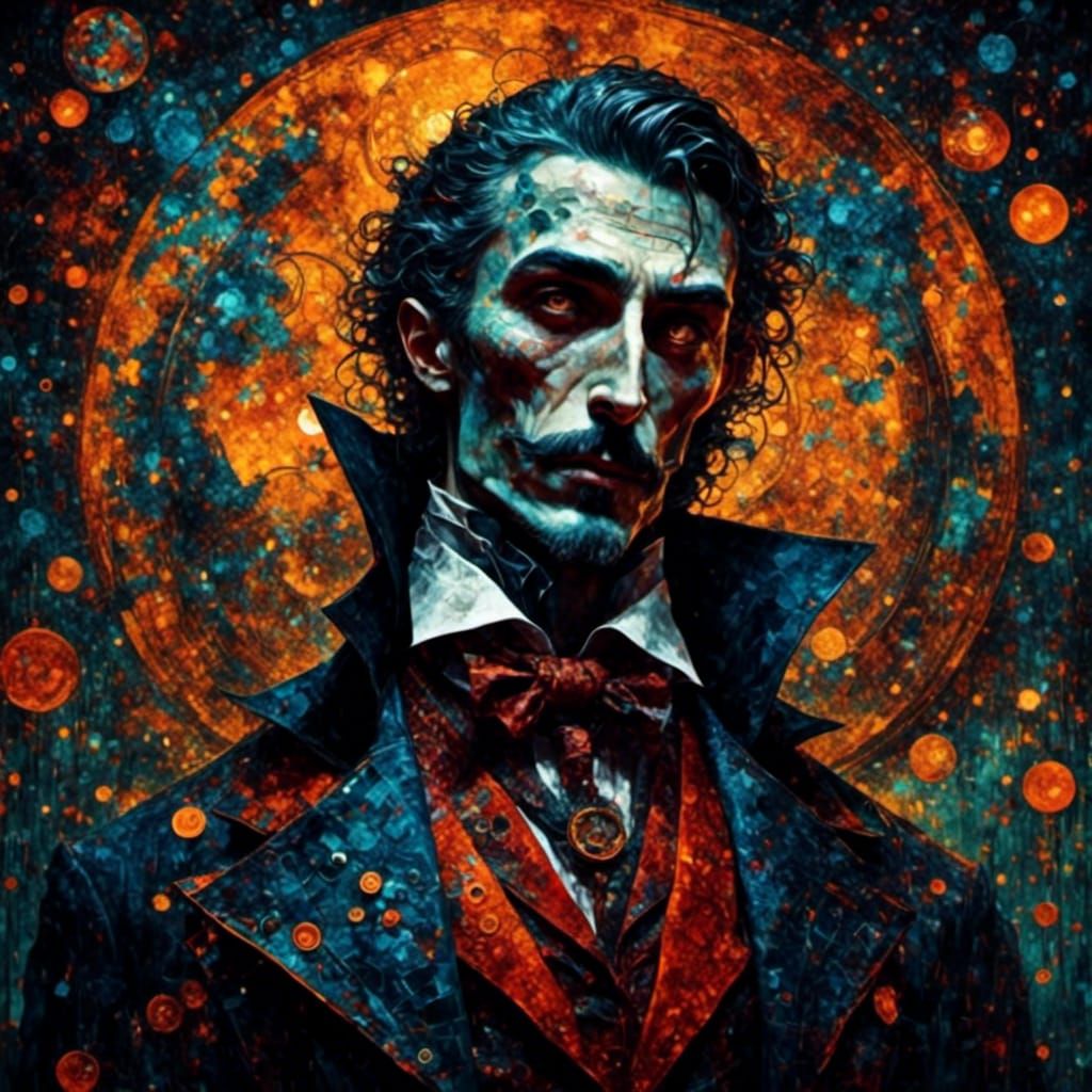Portrait of Dracula in Digital Art Style