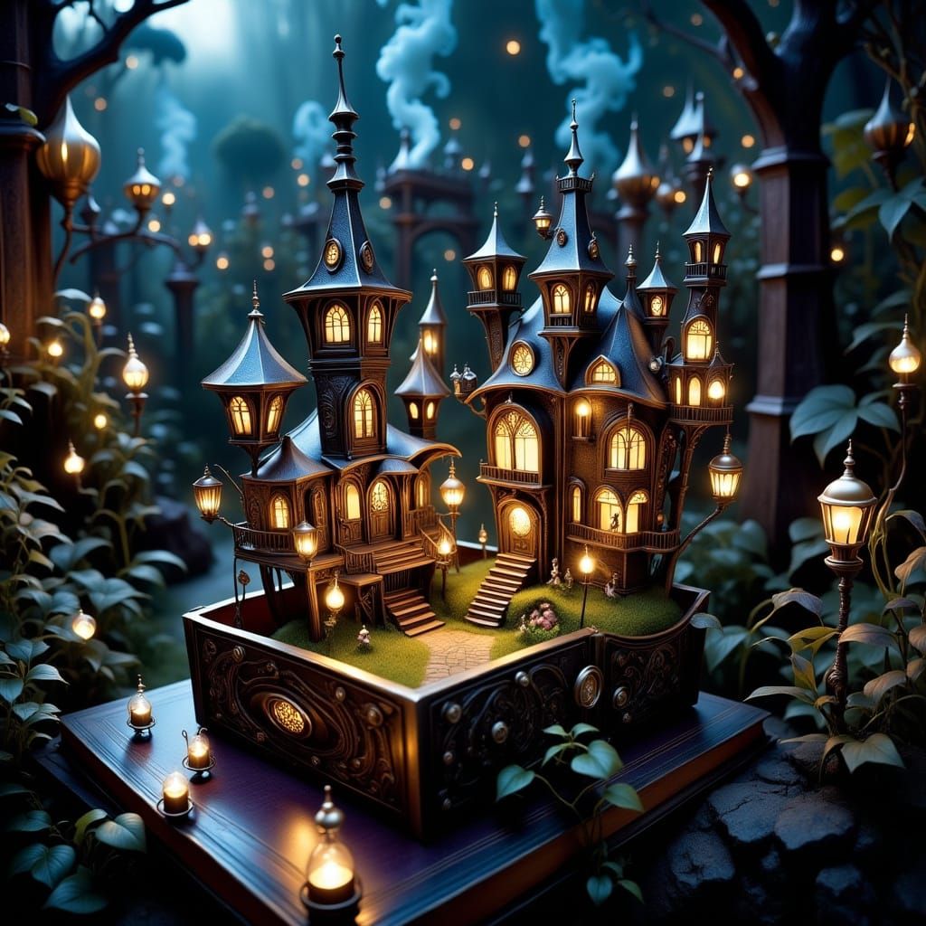 Glowing Village Frozen in Time Inside Matchbox