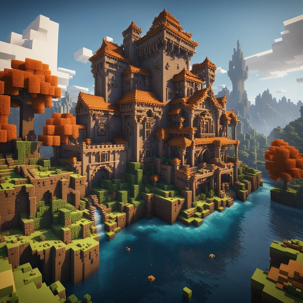 Detailed Minecraft Matte Painting in 8K