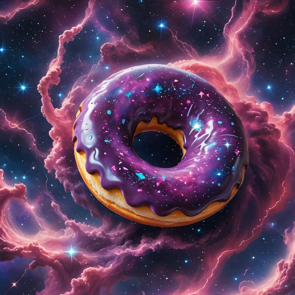 Levitating Space Donut Concept Art in Nebula