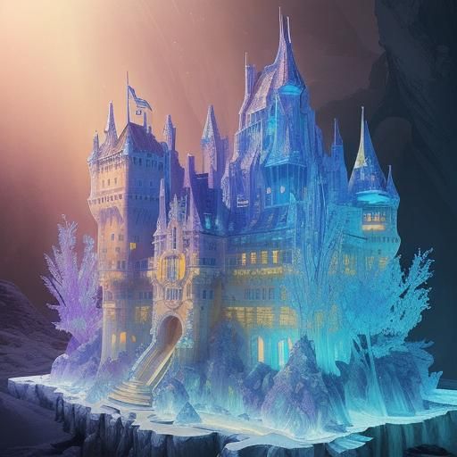 Intricate Crystal Castle in Hyperrealistic Concept Art