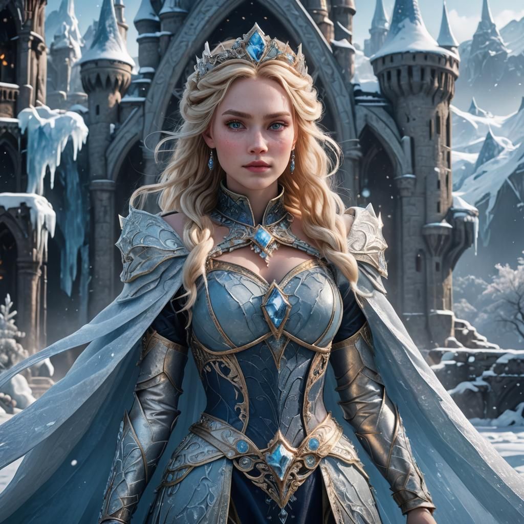 Blond-Haired Ice Princess: Detailed Fantasy Art