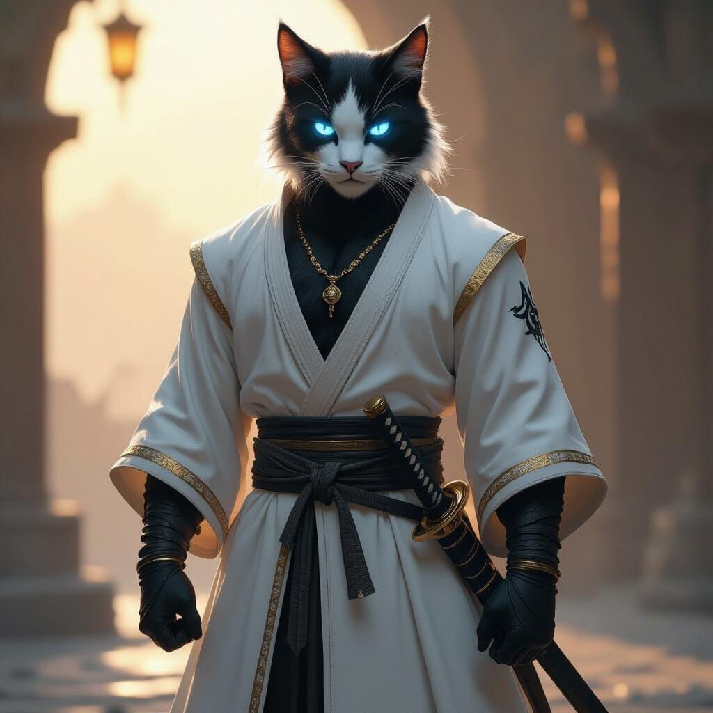 Kaen: Humanoid Cat Warrior in Dual Light