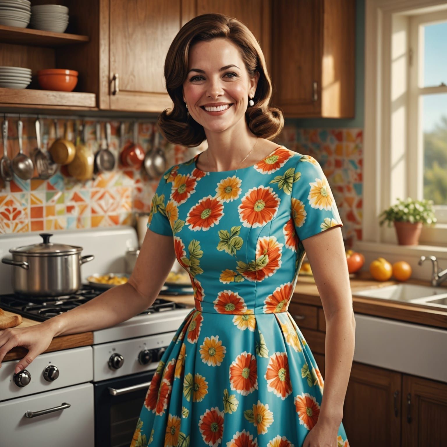 Tradwife and Daughter Making Dinner: Hyperrealistic Art