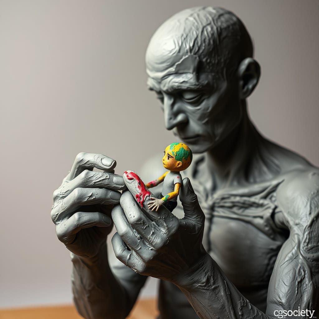 Clay Sculptor Creates Colorful Figure: Graffiti Art Style