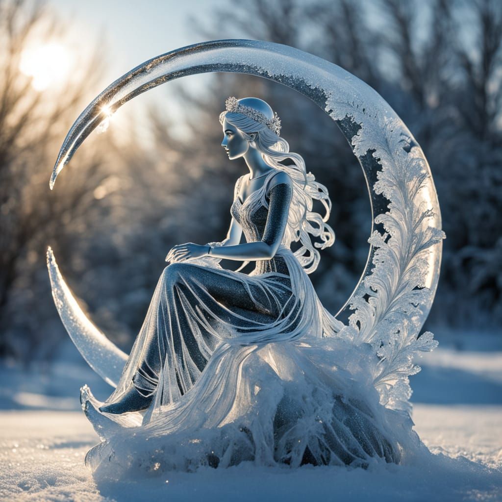Ethereal Ice Sculpture in Surrealist Style