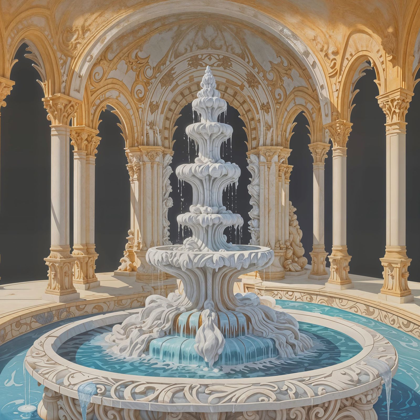 Ornate Infinity Fountain in Digital Painting