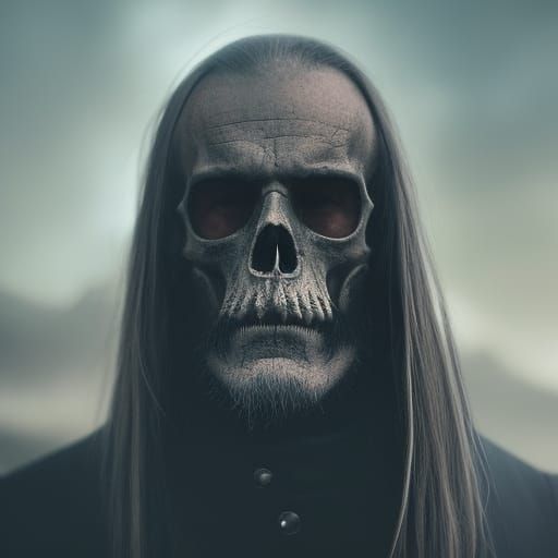 Ornate Skull with Mustache Tattoo Portrait