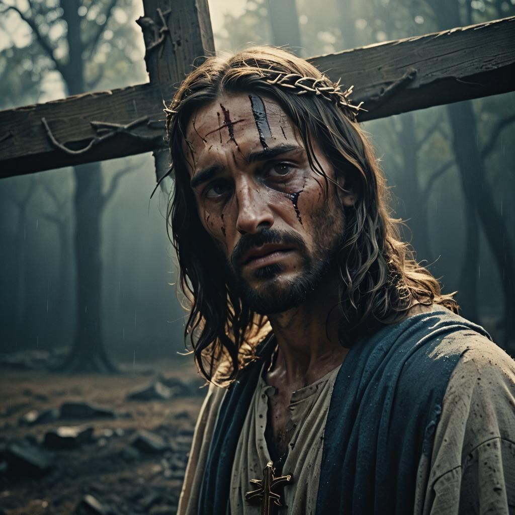 Jesus Christ on the Cross: Cinematic Film Still