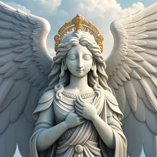 Baroque Sculpture of Angel Among Stone Carvings