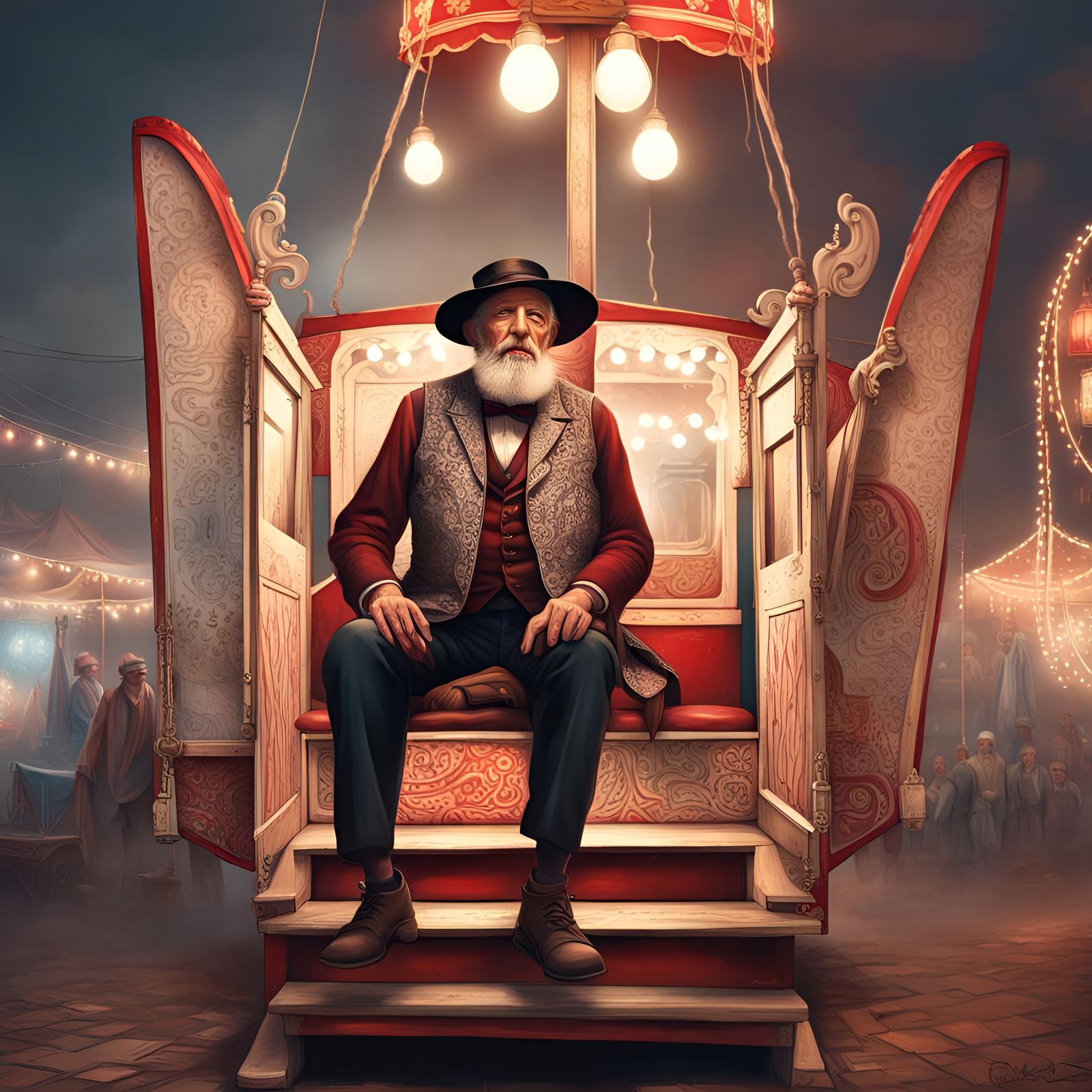 Jewish Man at Fair in Digital Matte Painting