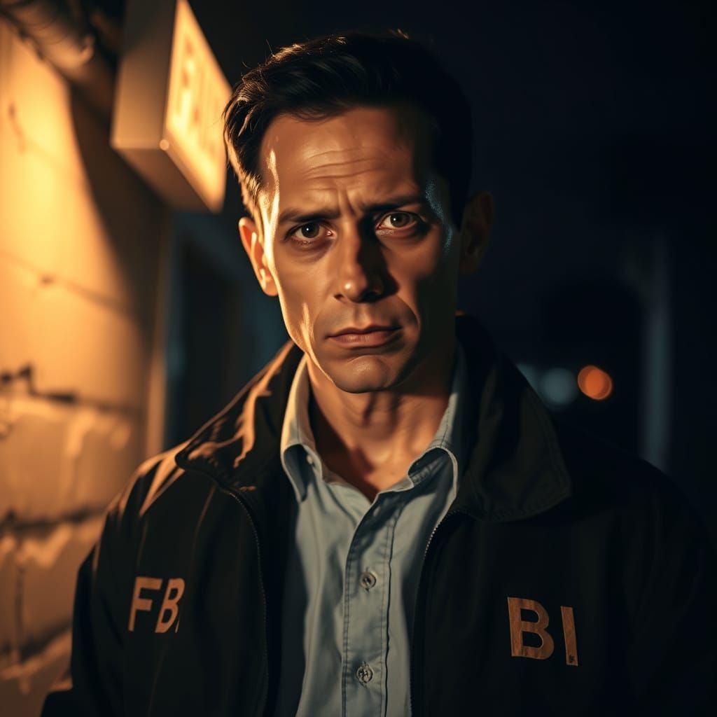 Eerie FBI Agent Portrait in Dark LA Alley