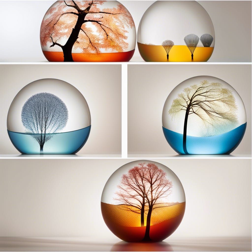 Four Glass Spheres Encapsulating the Seasons