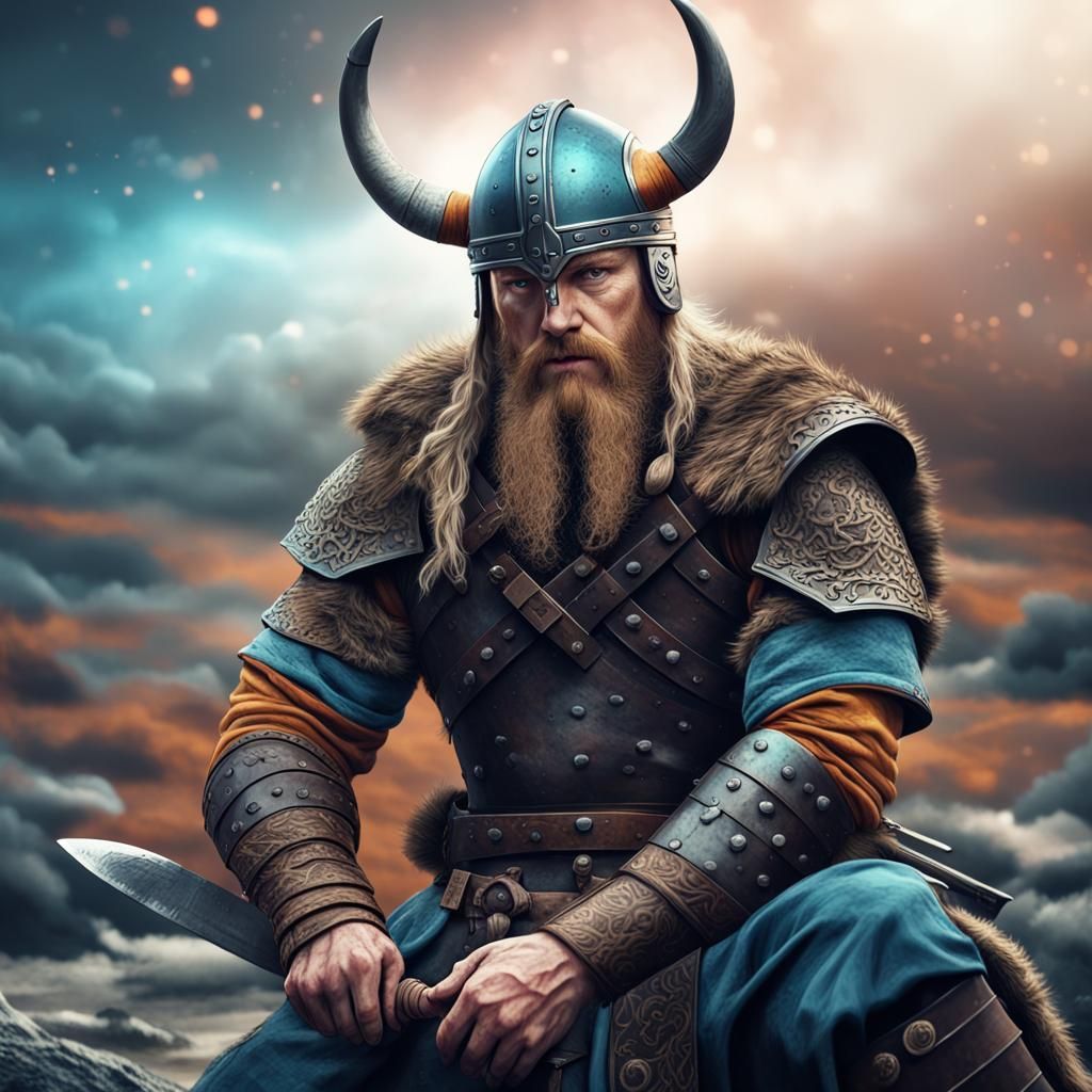 Viking Warrior's Serene Moment Before Battle