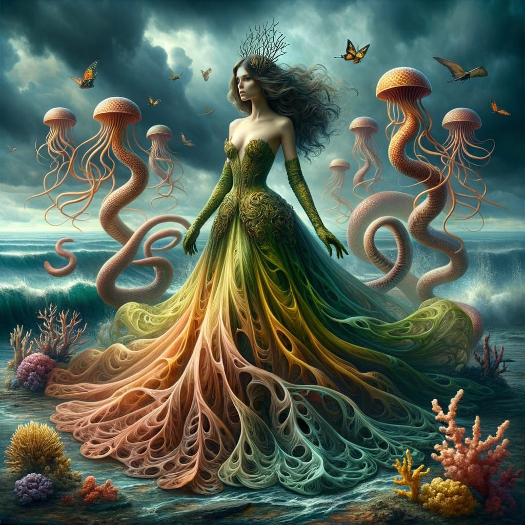 Gothic Princess of a Transcendent Realm as Digital Oil Paint...