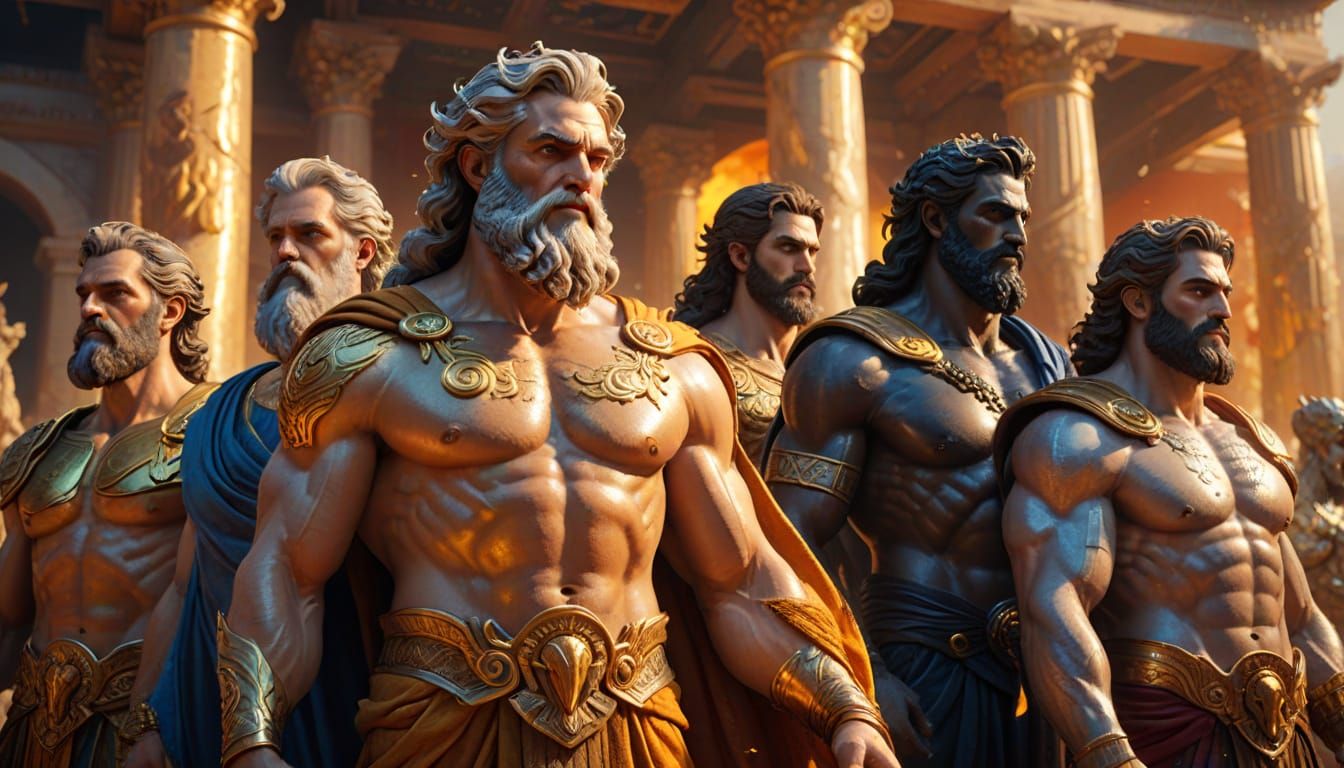 Greek Gods Gather on Olympus: Hyperrealistic Concept Art