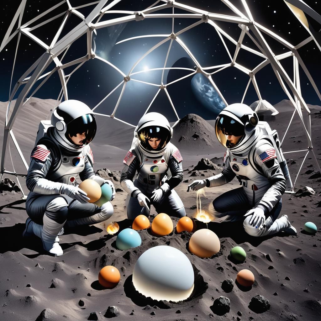 Women Tend Alien Eggs in Lunar Dome