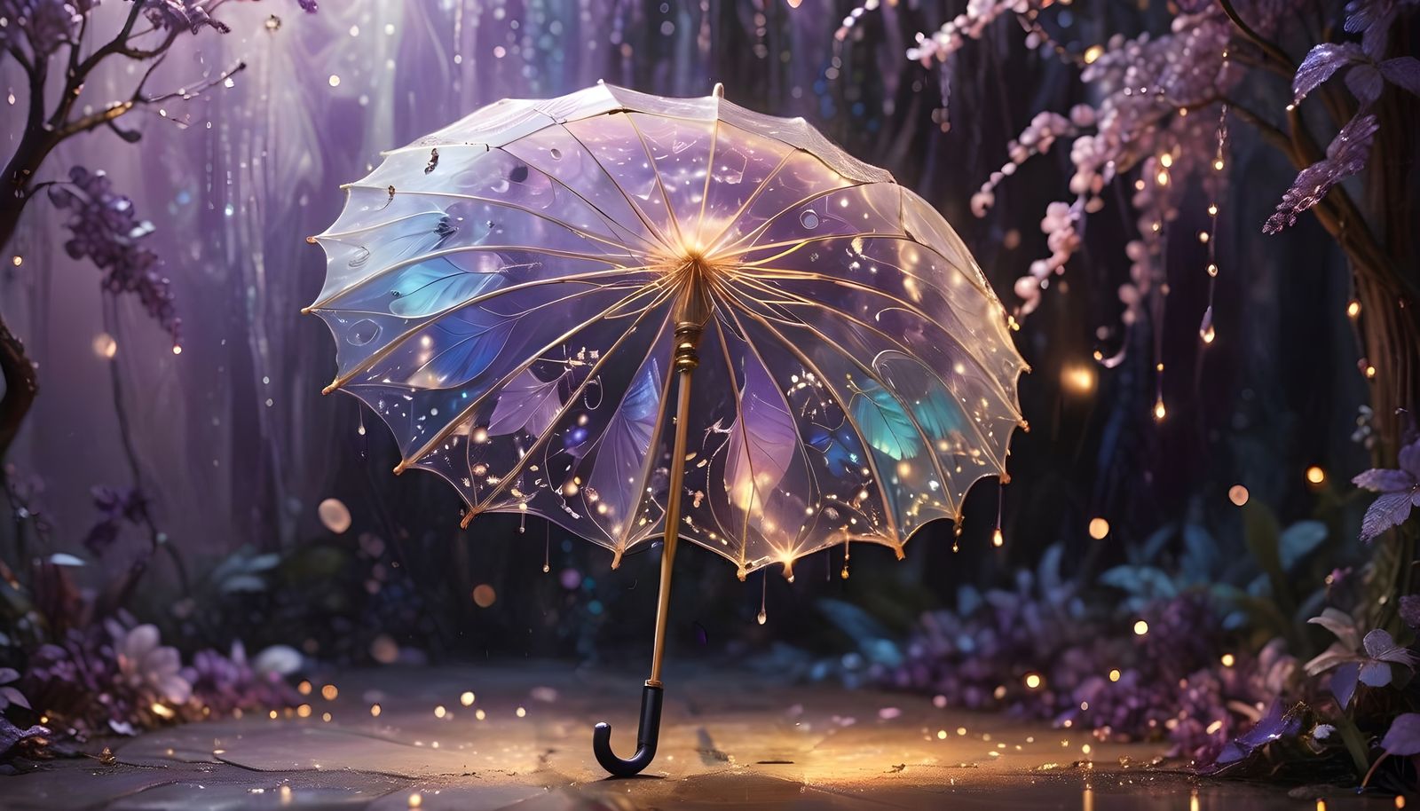 Transparent Fairy Wing Umbrella with Sparkling Dust
