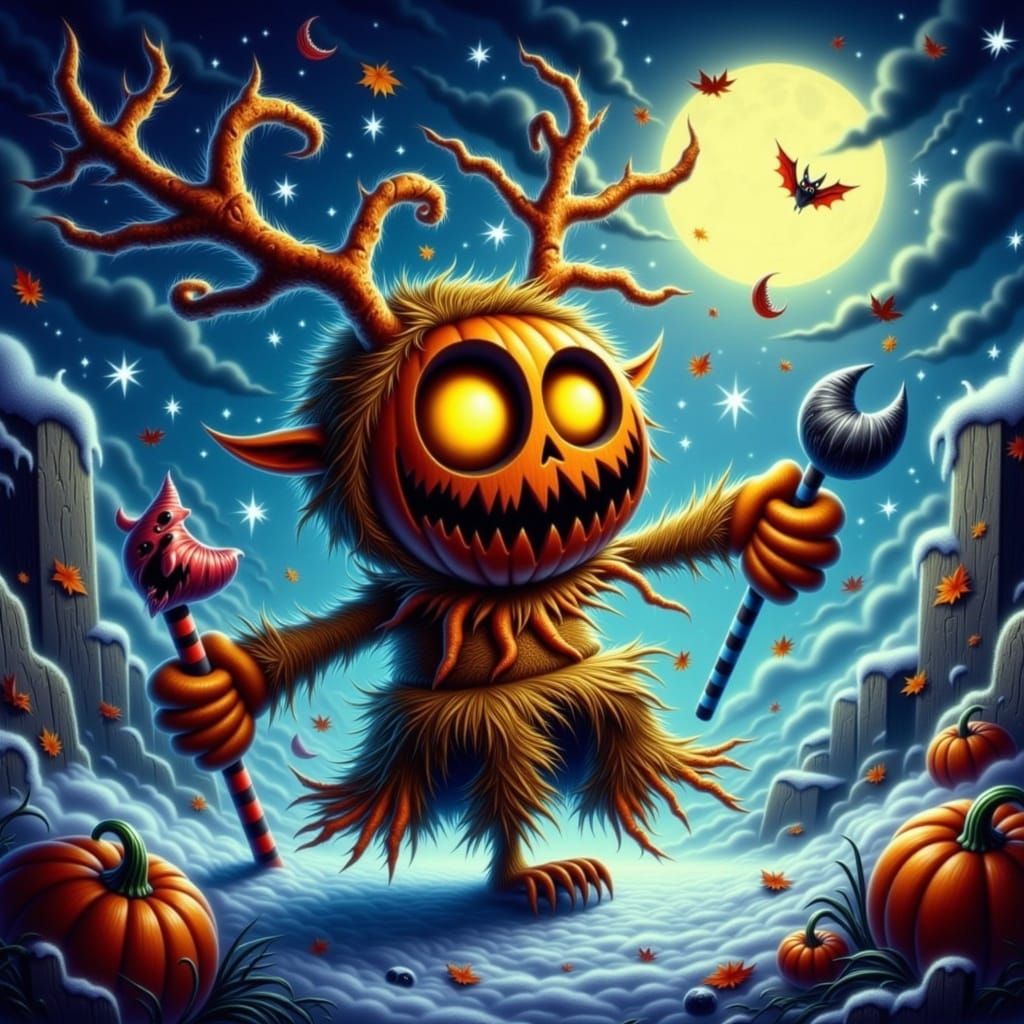 Whimsical Halloween Christmas Creature Hybrid