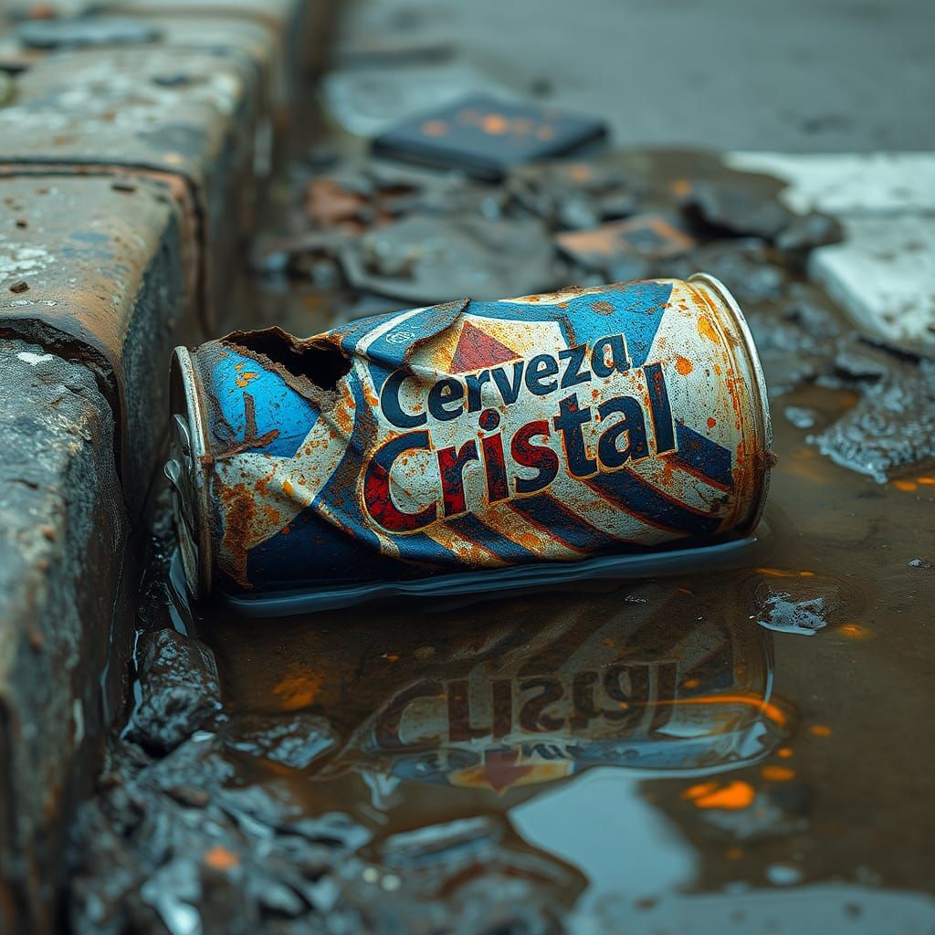 Crushed Beer Can in Abstract Expressionist Style