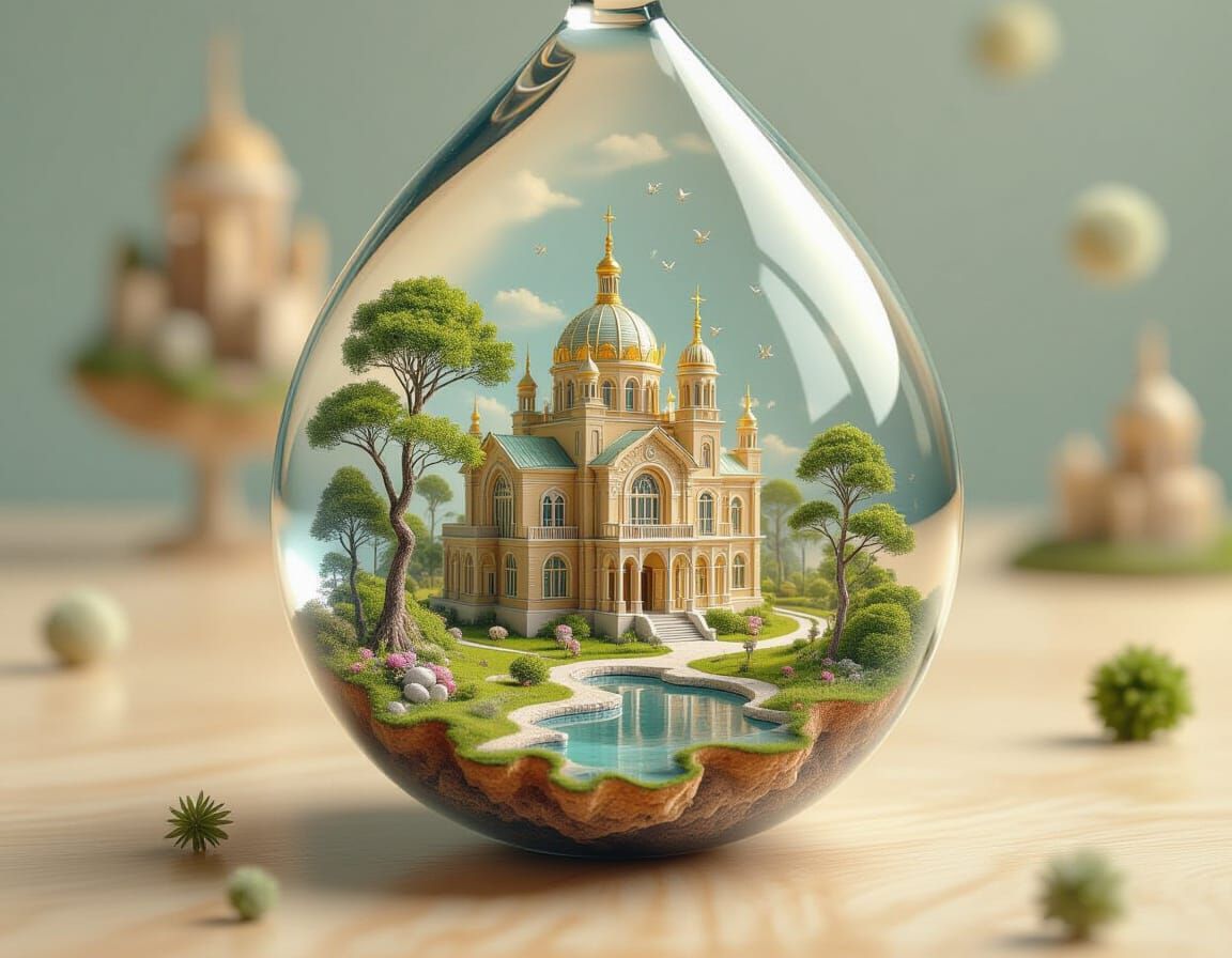 Miniature Worlds in Teardrops: Surreal Landscapes