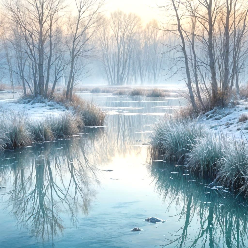 Winter Lake Composition in Turner Style