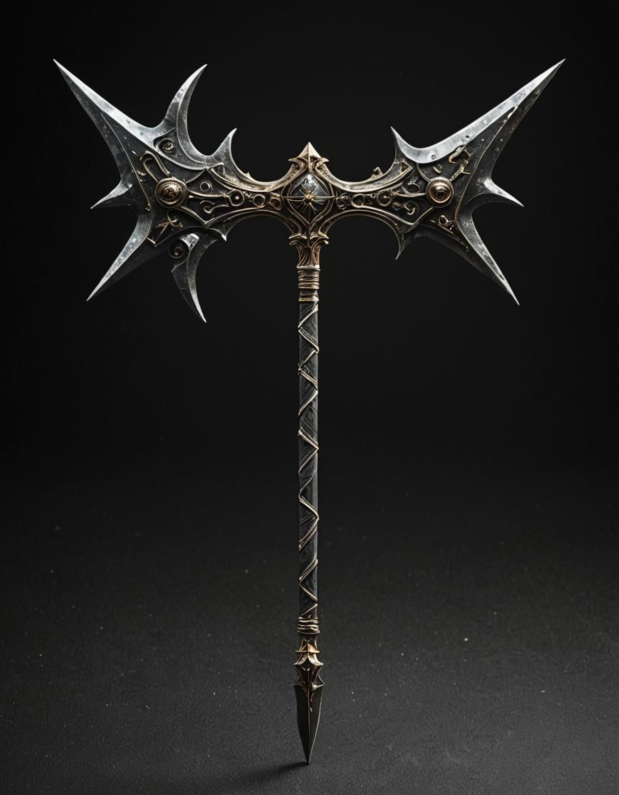 Magical Halberd Against Black Backdrop